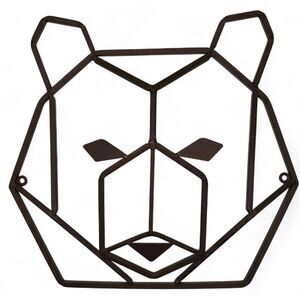Geometric 3-D Bear Grizzly Cub Face Wall Art Decor Rustic Metal Baby Room Decor